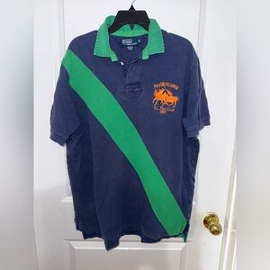 Ralph Lauren Polo Shirt Size XL Big Pony Logo Blue and Green Polo Shirt, 90s Vtg